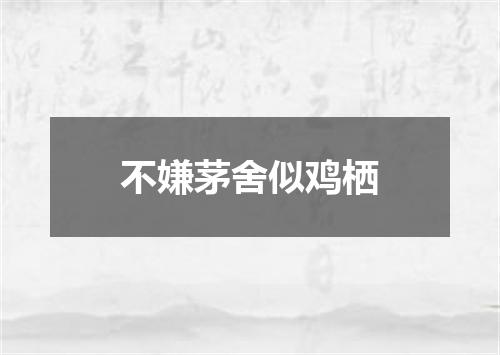 不嫌茅舍似鸡栖