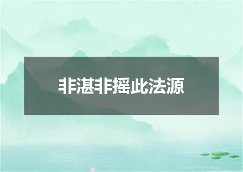 非湛非摇此法源