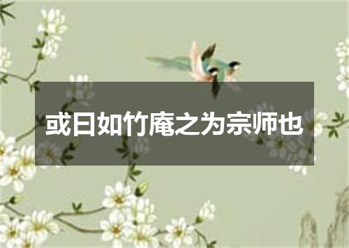 或曰如竹庵之为宗师也
