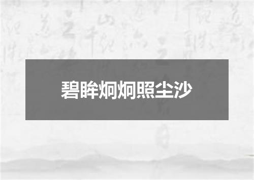 碧眸炯炯照尘沙