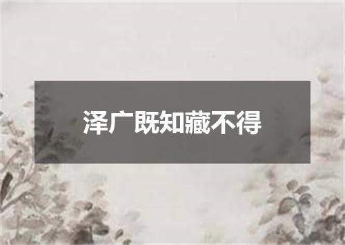 泽广既知藏不得