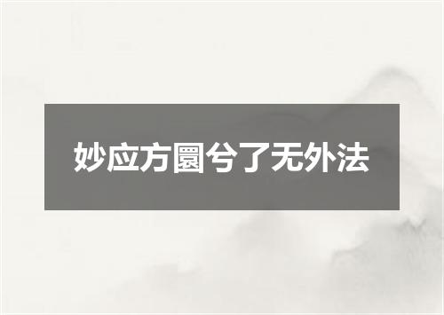 妙应方圜兮了无外法