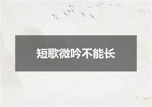 短歌微吟不能长