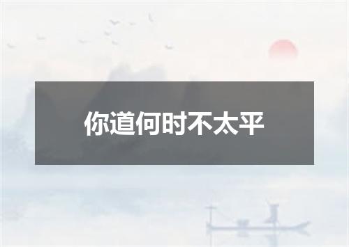 你道何时不太平