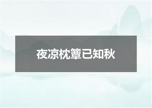 夜凉枕簟已知秋
