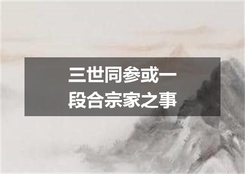 三世同参或一段合宗家之事