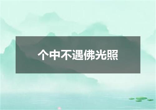 个中不遇佛光照