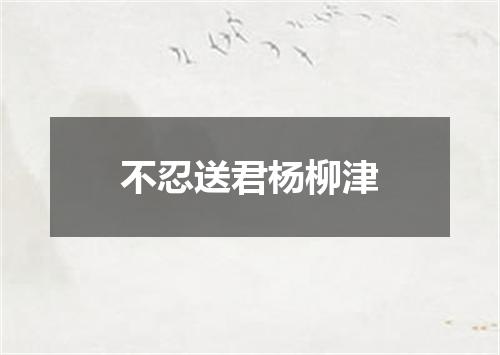 不忍送君杨柳津