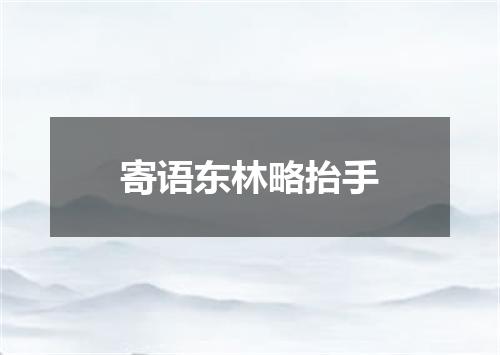 寄语东林略抬手