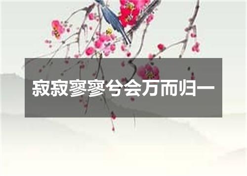 寂寂寥寥兮会万而归一