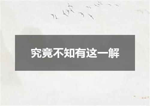 究竟不知有这一解