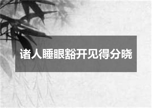 诸人睡眼豁开见得分晓