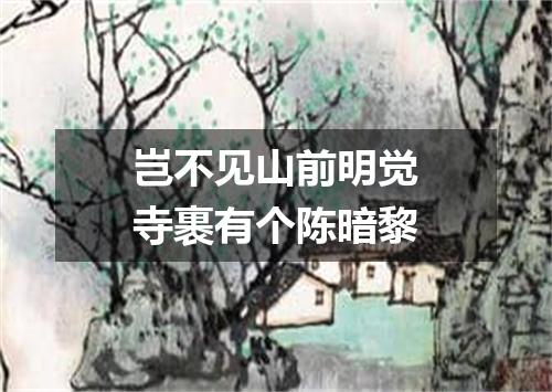 岂不见山前明觉寺裹有个陈暗黎