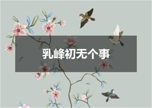 乳峰初无个事