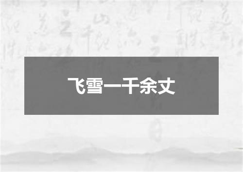 飞雪一千余丈