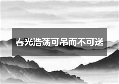 春光浩荡可吊而不可送