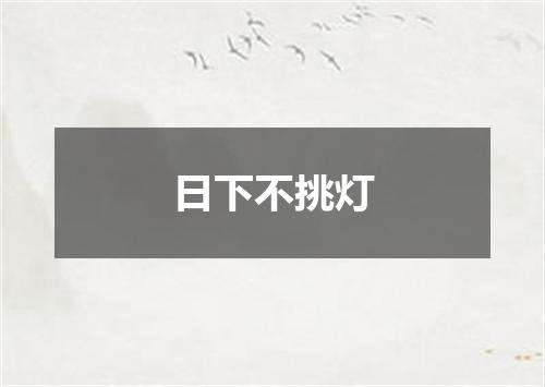 日下不挑灯