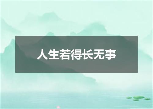 人生若得长无事