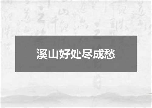 溪山好处尽成愁