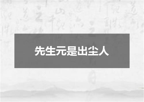 先生元是出尘人