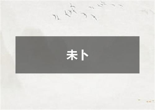 未卜