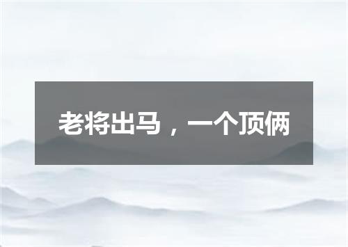 老将出马，一个顶俩