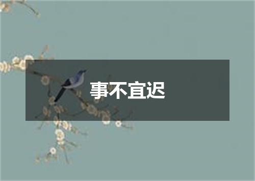 事不宜迟