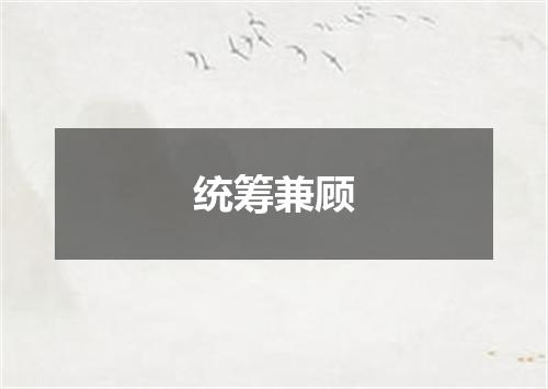 统筹兼顾