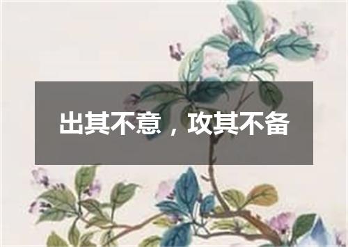 出其不意，攻其不备