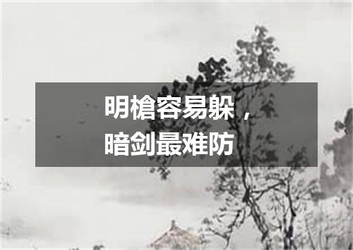 明槍容易躲，暗剑最难防