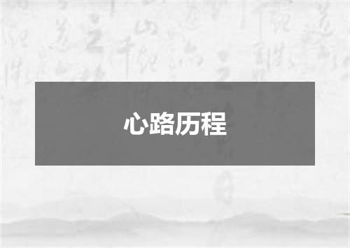 心路历程