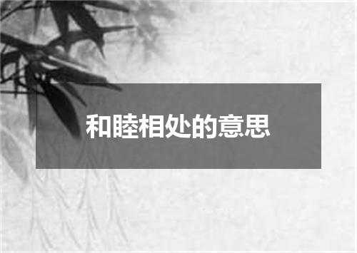 和睦相处的意思