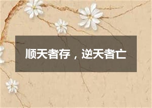 顺天者存，逆天者亡