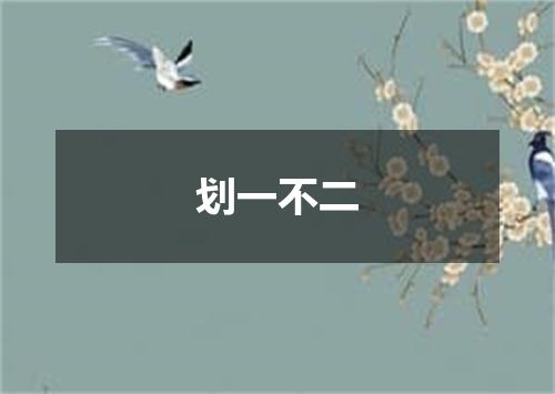 划一不二