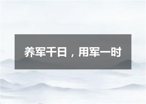 养军千日，用军一时