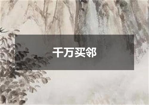 千万买邻