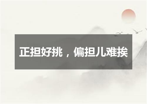 正担好挑，偏担儿难挨