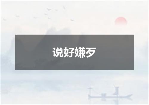 说好嫌歹