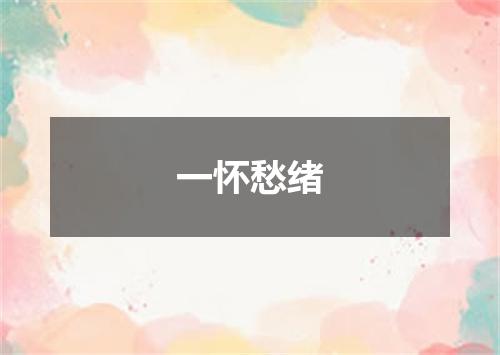 一怀愁绪