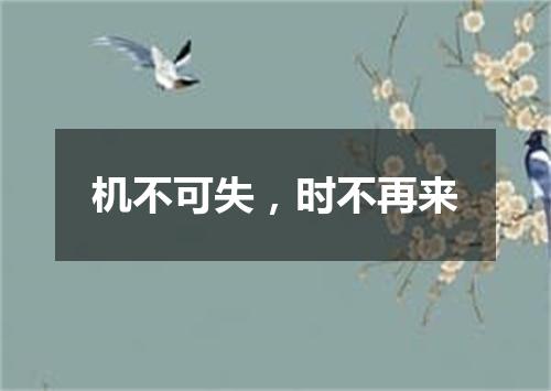 机不可失，时不再来