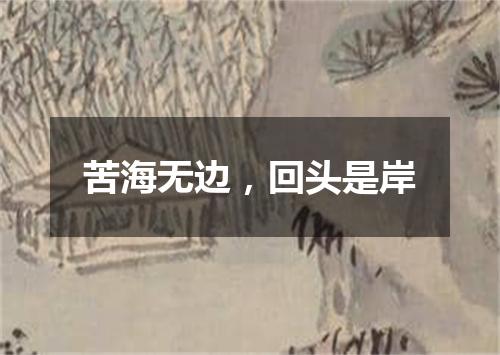 苦海无边，回头是岸