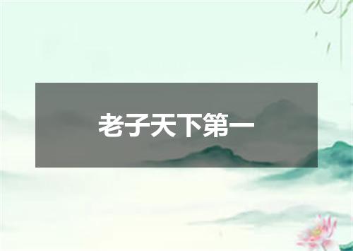 老子天下第一