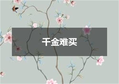 千金难买
