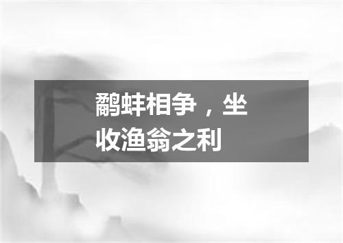 鹬蚌相争，坐收渔翁之利
