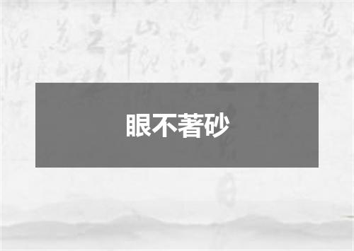 眼不著砂是什么意思