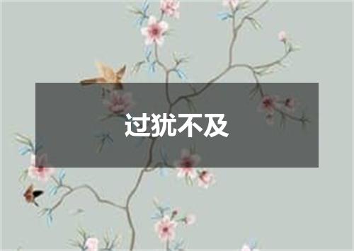 过犹不及