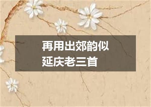 再用出郊韵似延庆老三首