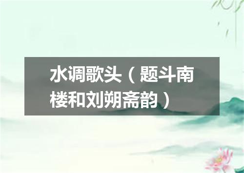 水调歌头(题斗南楼和刘朔斋韵)