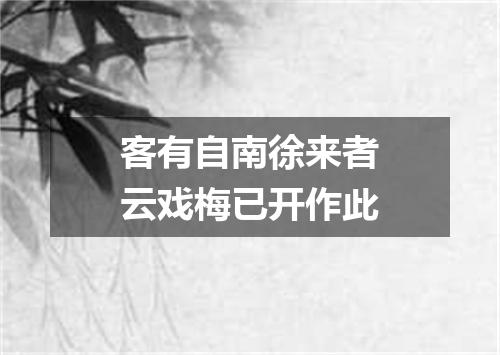 客有自南徐来者云戏梅已开作此