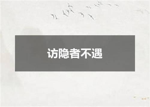 访隐者不遇